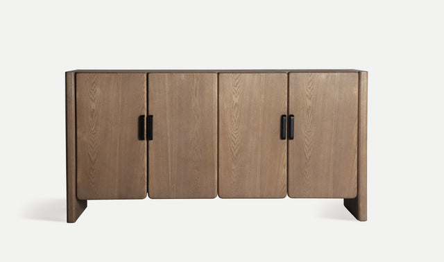 Vista frontal Aparador Busk 160 cm Madera de fresno en color marrón claro Kodu Homedesign Slowdeco