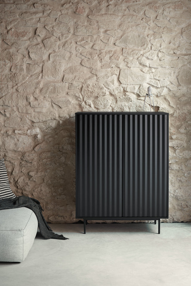 Vista frontal Mueble Auxiliar Sierra 97 cm Negro comedor salón Teulat Slowdeco