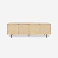 Mueble TV de diseño en madera natural en salón nórdico con luz natural