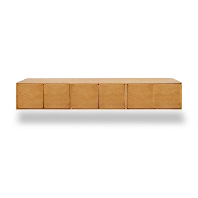 Mueble TV Penxat 240 Natural - 6 puertas con roble natural vista frontal de estilo nórdico