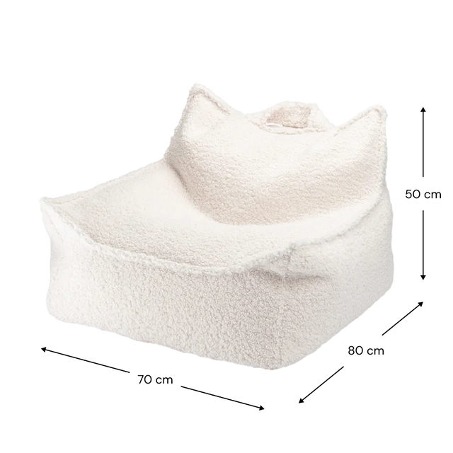 Silla Puf Infantil Silla de Borreguillo Blanco Crema con acabado blanco, acabado crema en ambiente de estilo nórdico