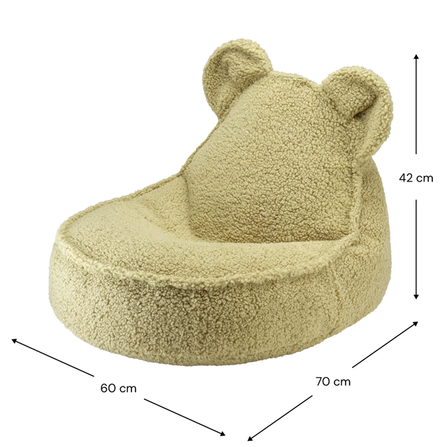 Mueble Set Puf Infantil Osito + Redondo de Borreguito Verde con acabado verde en ambiente de estilo nórdico