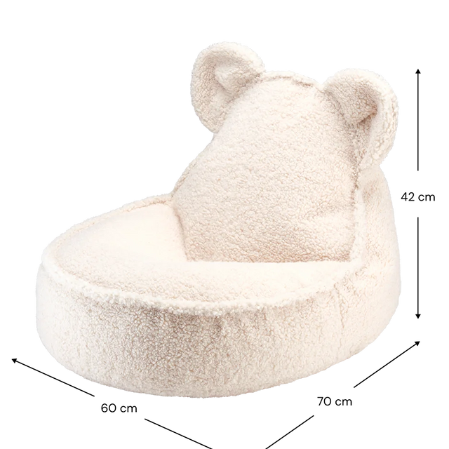 Mueble Puf Infantil Osito de Borreguillo Blanco Crema con acabado blanco, acabado crema en ambiente de estilo nórdico