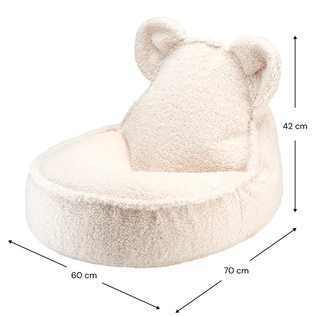 Mueble Set Puf Infantil Osito + Redondo de Borreguito Blanco Crema con acabado blanco, acabado crema en ambiente de estilo nórdico