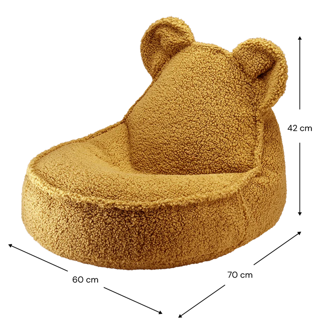 Mueble Set Puf Infantil Osito + Redondo de Borreguito Marrón en ambiente de estilo nórdico
