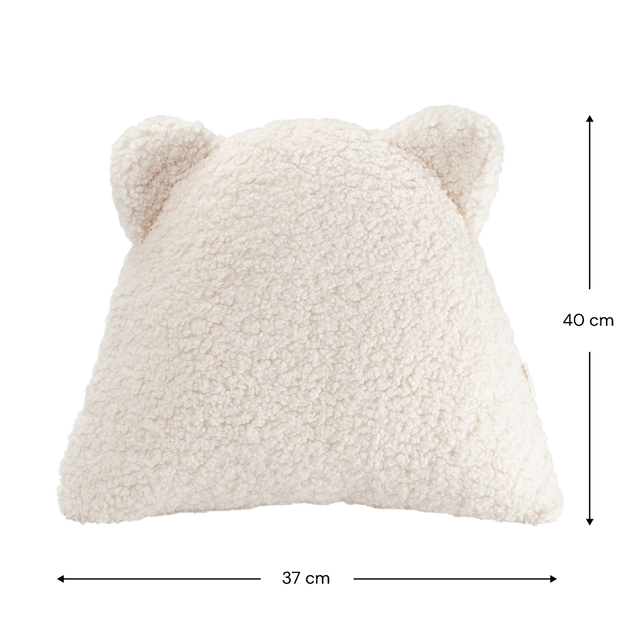 Mueble Cojín Osito de Borreguito Blanco Crema con acabado blanco, acabado crema en ambiente de estilo nórdico