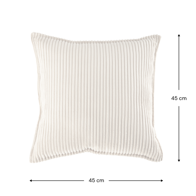 Mueble Cojín Cuadrado de Pana Blanca Crema con acabado crema en ambiente de estilo nórdico