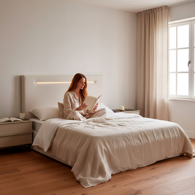 Mueble de diseño en madera natural en espacio de estilo nórdico