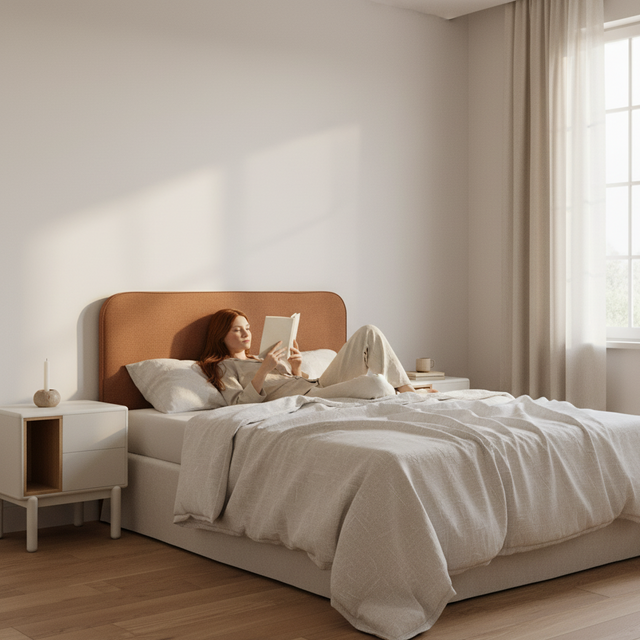 Mueble de diseño en madera natural en espacio de estilo nórdico
