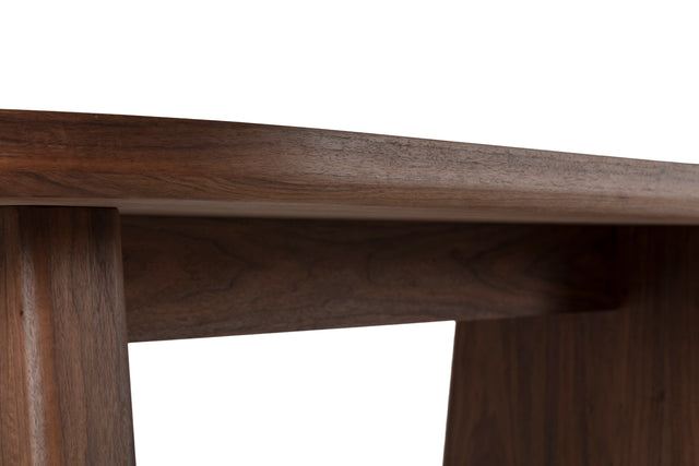 Mesa de Comedor Ovalada Blair 220 Nogal, detalle del acabado