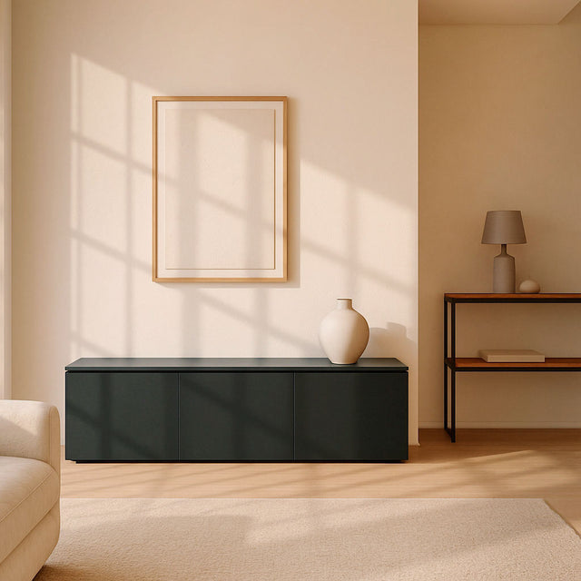 Mueble TV Nolla 150 Gris Antracita con acabado gris vista principal de estilo nórdico