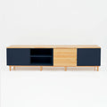 Mueble TV Nolla 200 Gris Antracita y Madera con madera natural, acabado gris vista principal para salón de estilo nórdico