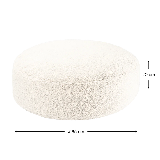Mueble Set Puf Infantil Osito + Redondo de Borreguito Blanco Crema con acabado blanco, acabado crema en ambiente de estilo nórdico