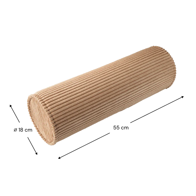 Mueble Cojín Cilindro de Pana Marrón en ambiente de estilo nórdico