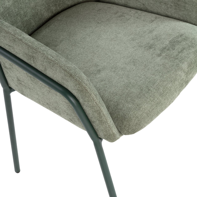 Silla Tapizada Aslin Verde, detalle del acabado