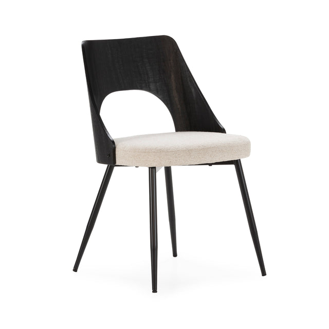 Silla Tapizada Gilda Beige & Negro, vista frontal