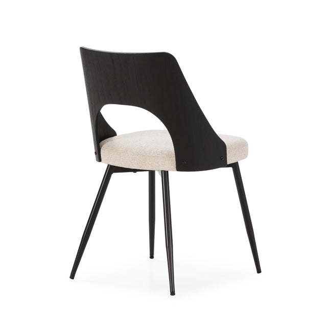 Silla Tapizada Gilda Beige & Negro, vista lateral