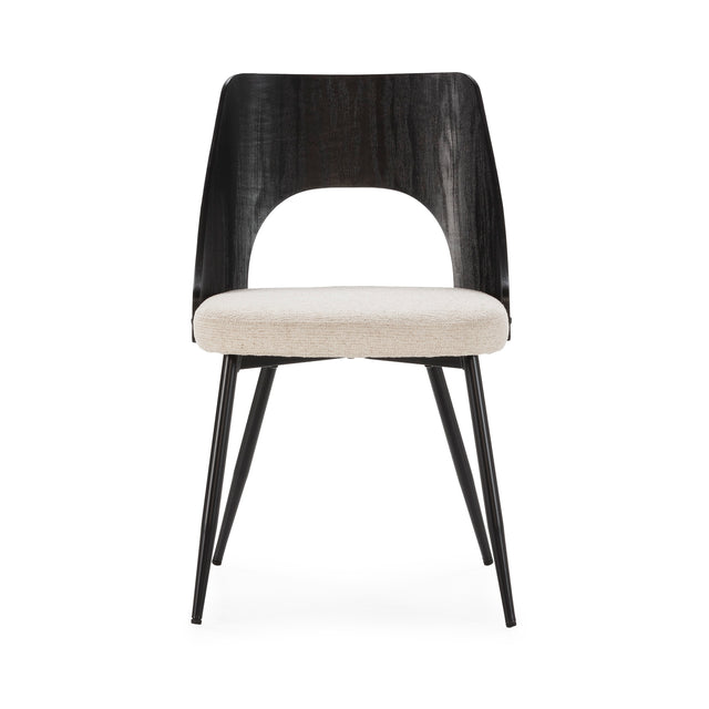 Silla Tapizada Gilda Beige & Negro, detalle del acabado