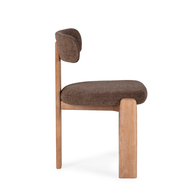 Silla de Comedor Tapizada Nadia Marrón & Roble, vista lateral