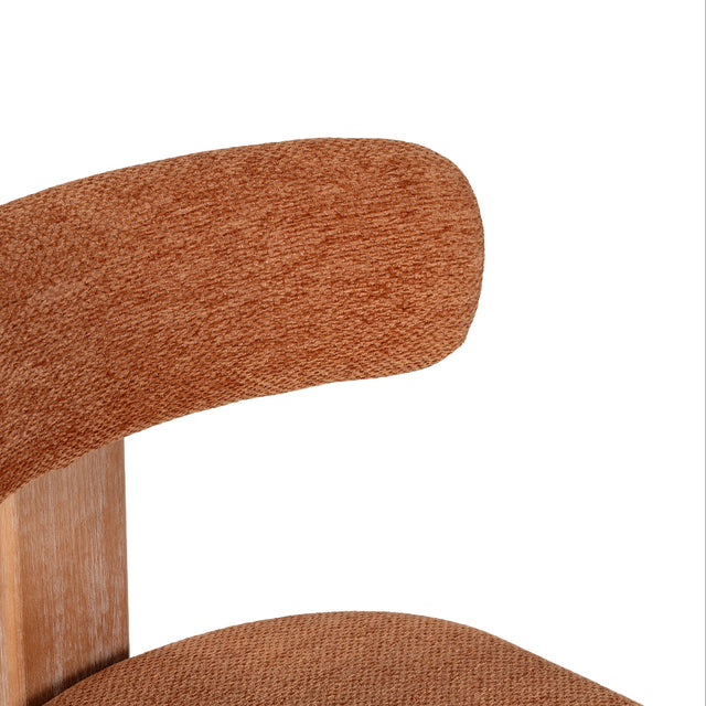 Silla de Comedor Tapizada Nadia Teja & Roble, detalle del acabado
