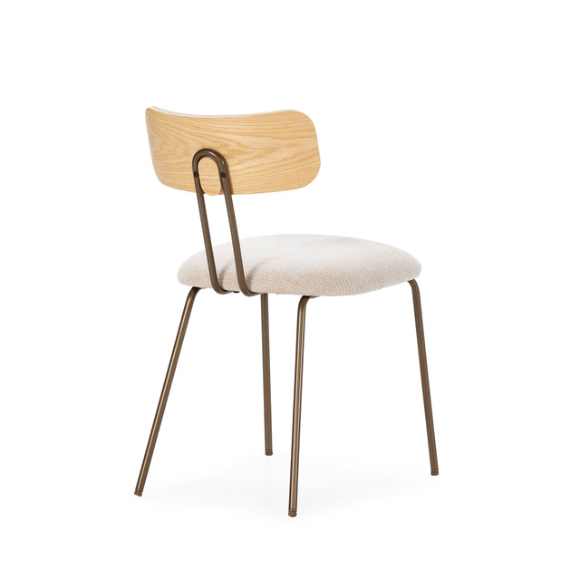 Silla de Comedor Tapizada Olimpia Beige & Roble, detalle del diseño