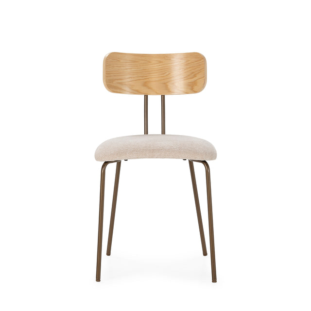 Silla de Comedor Tapizada Olimpia Beige & Roble, vista lateral