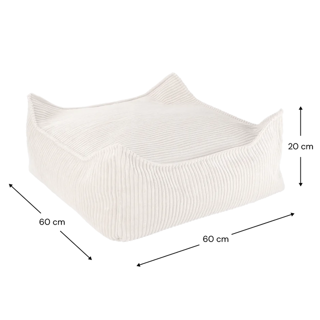 Silla Set Puf Infantil Silla + Cuadrado de Pana Blanco Crema con acabado blanco, acabado crema en ambiente de estilo nórdico
