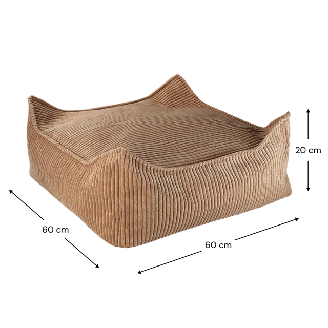 Sillón Set Infantil Sillón + puf Cuadrado de Pana Marrón en ambiente de estilo nórdico