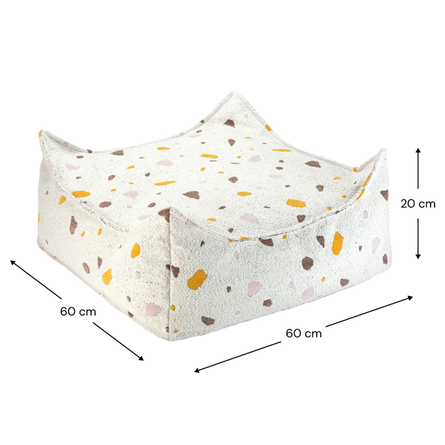 Silla Set Puf Infantil Silla + Cuadrado de Bouclé & Chenilla Terrazo Blanco Crema con acabado blanco, acabado crema en ambiente de estilo nó