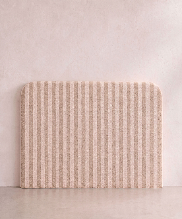 Cabecero tapizado a rayas beige Iris, para montaje en pared
