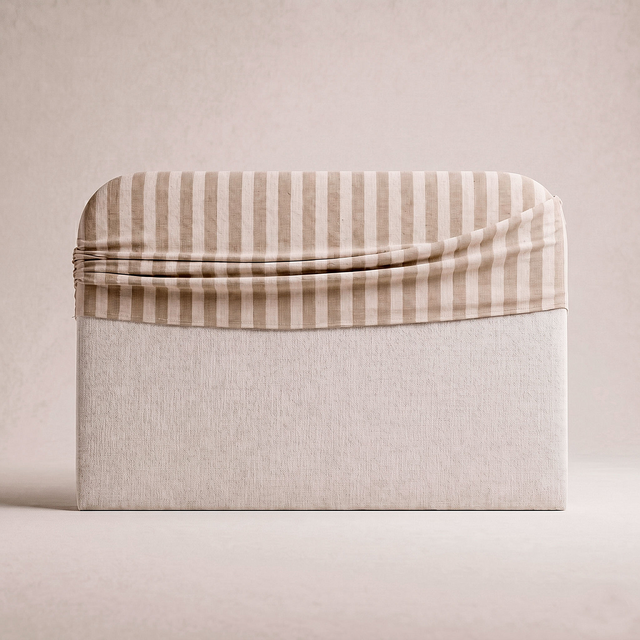 Cabecero tapizado a rayas beige Iris, para montaje en pared