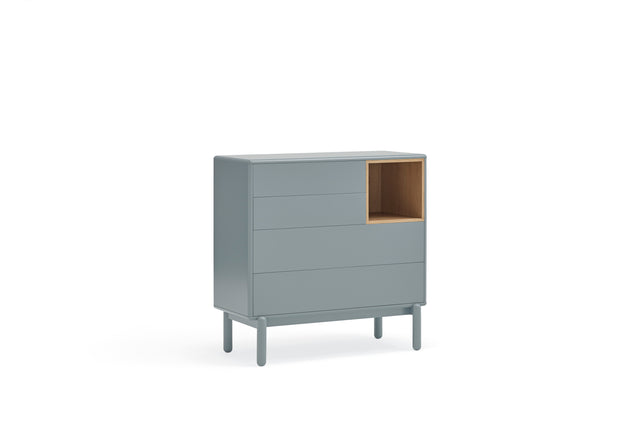 Cómoda Corvo 90 Gris Perla con acabado gris en ambiente de estilo nórdico