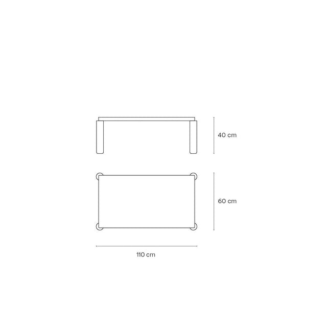 Medidas Mesa de Centro Rectangular Atlas 110 cm Teulat Slowdeco