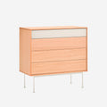 Vista lateral Cómoda Yoko 120 Roble Cajón Crema Patas Metálicas Crema Teulat Slowdeco