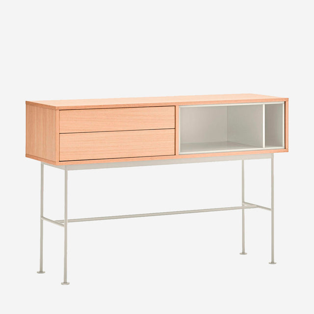Mueble Consola Yoko 120 Roble con roble natural, madera natural en ambiente de estilo nórdico